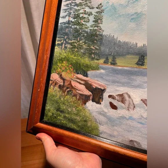 Mountain River Landscape Scene Artwork Framed Artist Signed Wanda Bunch '08 - Picture 7 of 16